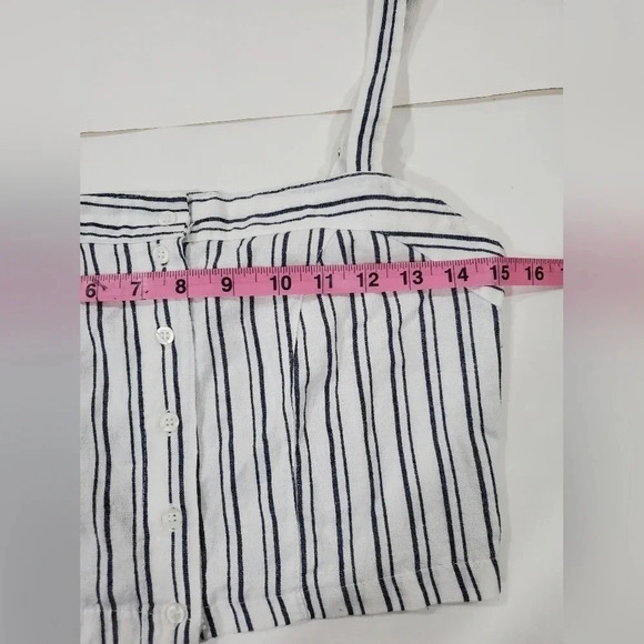 Brandy‎ Melville One Size Striped Button Front Crop Top Cotton/linen. - Picture 3 of 8
